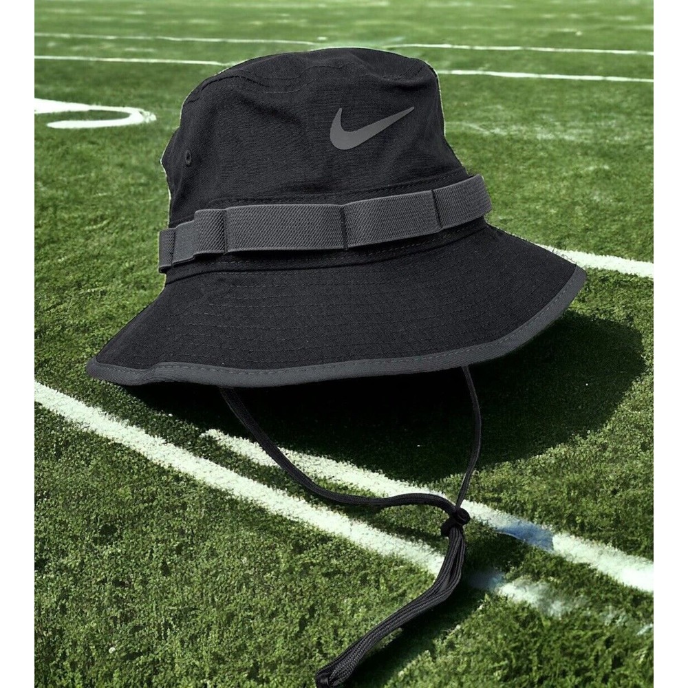 NIKE Black Boonie Drawstring Bucket Dry Fit Hat Cap DM3329 New Fast Shipping